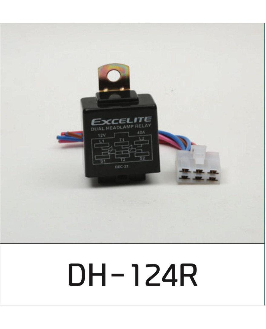 Excelite Headlight Relay With Wiring, 12Volt